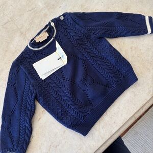 Gucci Baby Dark Blue Cable Knit Sweater